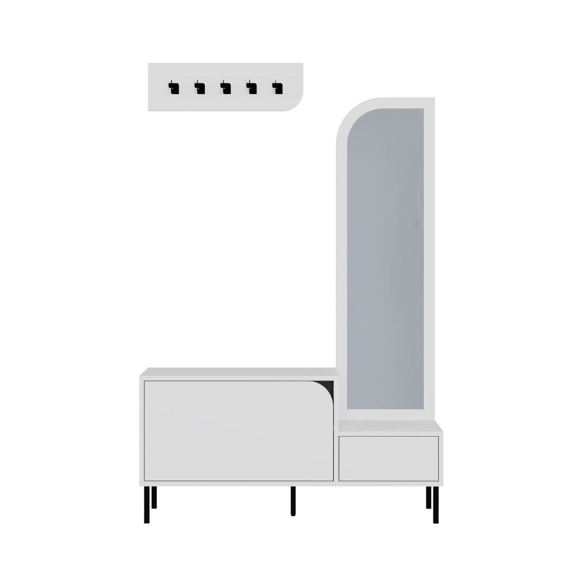 Set dulap de pantofi alb din PAL melaminat 112x172 cm Mila Decortie, 1, hectarul.ro