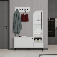 Set dulap de pantofi alb din PAL melaminat 112x172 cm Mila Decortie