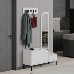 Set dulap de pantofi alb din PAL melaminat 112x172 cm Mila Decortie