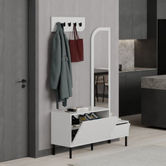 Set dulap de pantofi alb din PAL melaminat 112x172 cm Mila Decortie