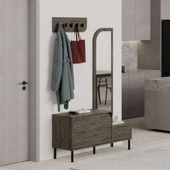 Set dulap de pantofi maro inchis din PAL melaminat 112x172 cm Mila Decortie