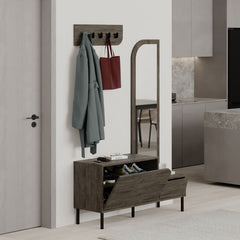 Set dulap de pantofi maro inchis din PAL melaminat 112x172 cm Mila Decortie