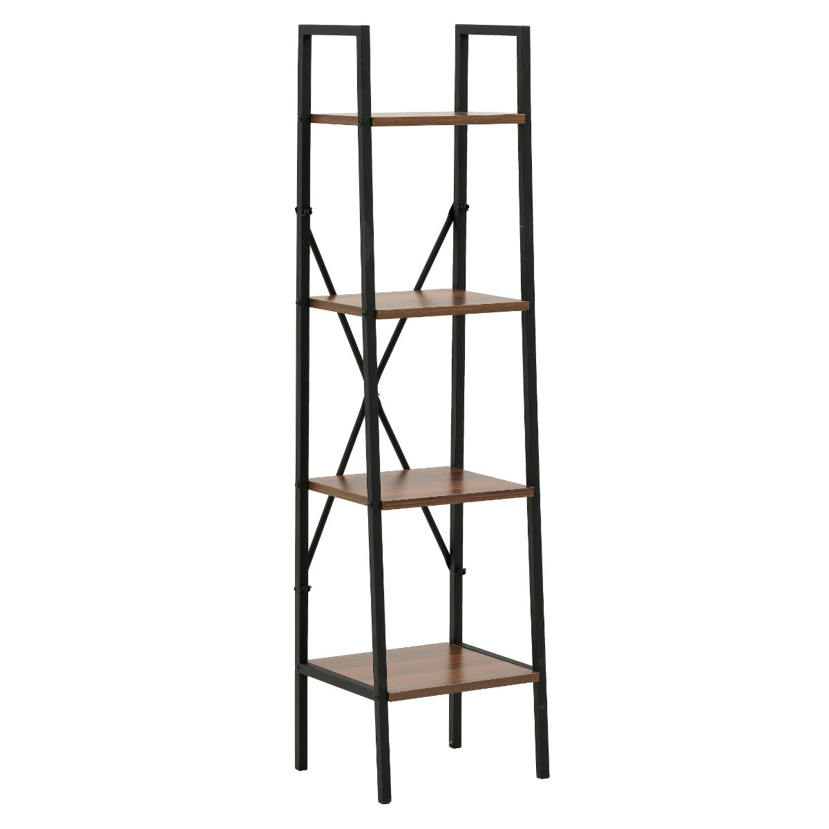 Etajera cu 4 rafturi , metal si MDF, maro-negru, 150x38x31 cm, 1, hectarul.ro