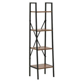 Hectarul - Etajera cu 4 rafturi , metal si MDF, maro-negru, 150x38x31 cm