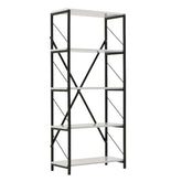 Hectarul - Etajera cu 5 rafturi , metal si pal, alb-negru, 160x73x36 cm