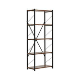 Hectarul - Etajera cu 5 rafturi , metal si pal, maro aluna-negru, 150x60x32 cm