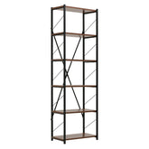 Hectarul - Etajera cu 6 rafturi , metal si pal, maro aluna-negru, 185x60x32 cm