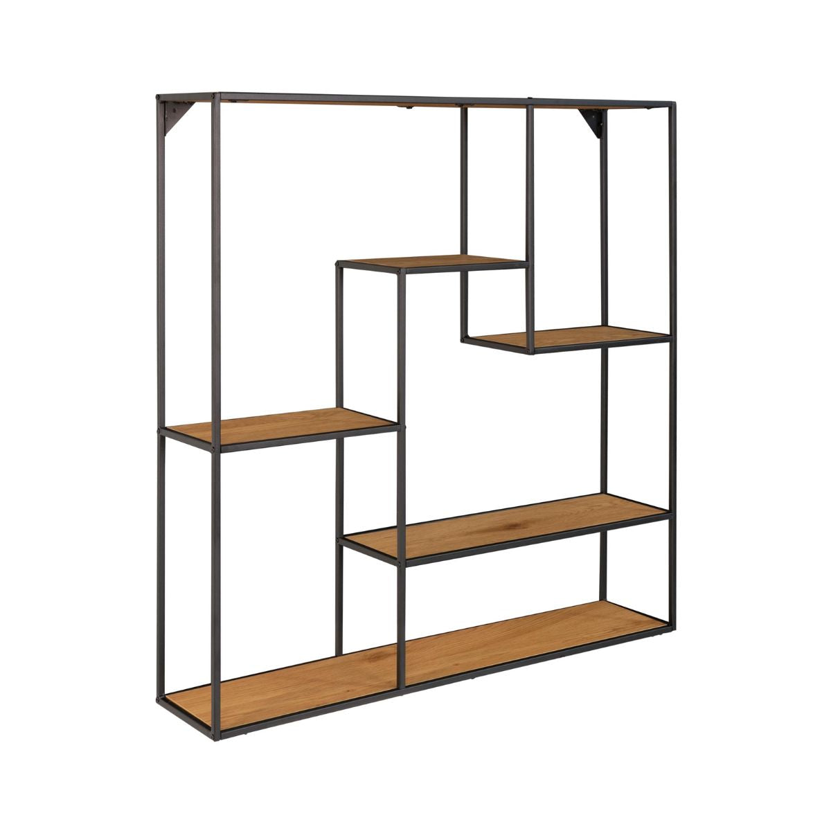 Etajera de perete maro/negru din otel si PAL melaminat 85 cm Vita House Nordic, 1, hectarul.ro