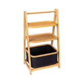 Hectarul - Etajera din bambus cu cos de depozitare din poliester, 80 cm, Ecori Wenko