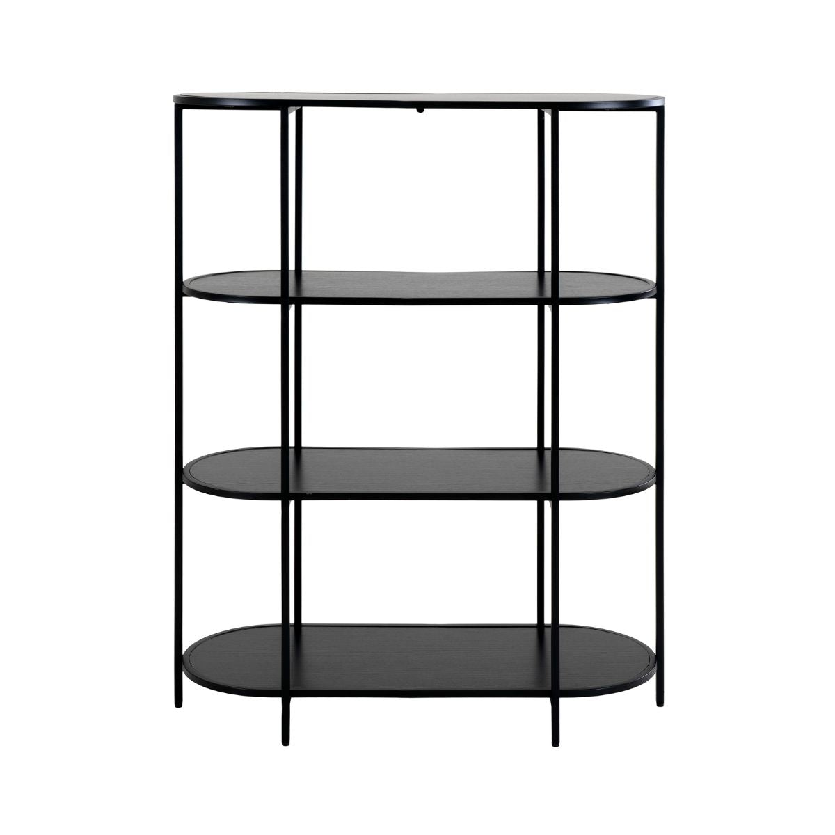 Etajera neagra din otel si PAL melaminat 111 cm Vita Oval House Nordic, 1, hectarul.ro