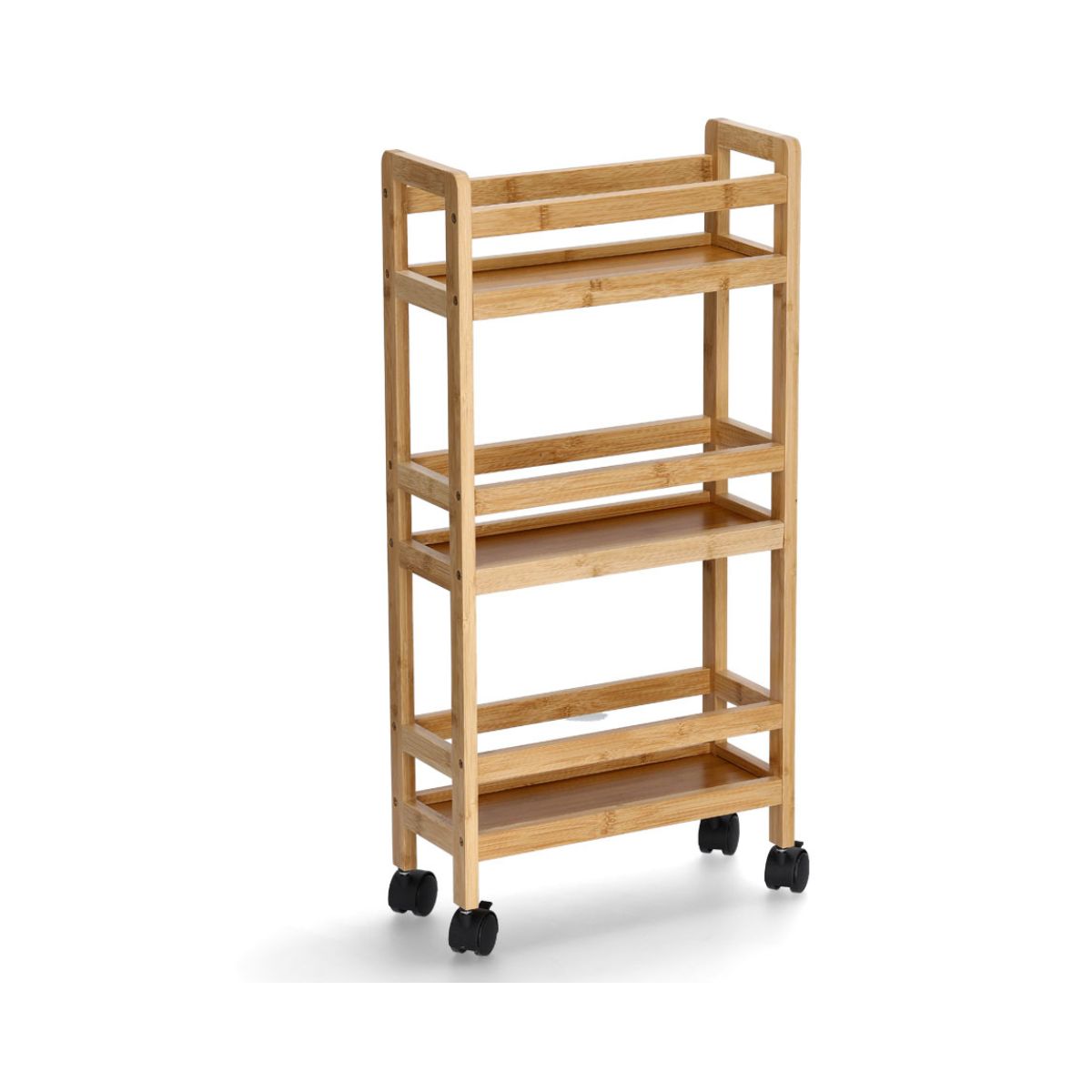 Etajera universala cu roti, maro, din bambus, 74 cm, Niche Trolley Zeller, 1, hectarul.ro