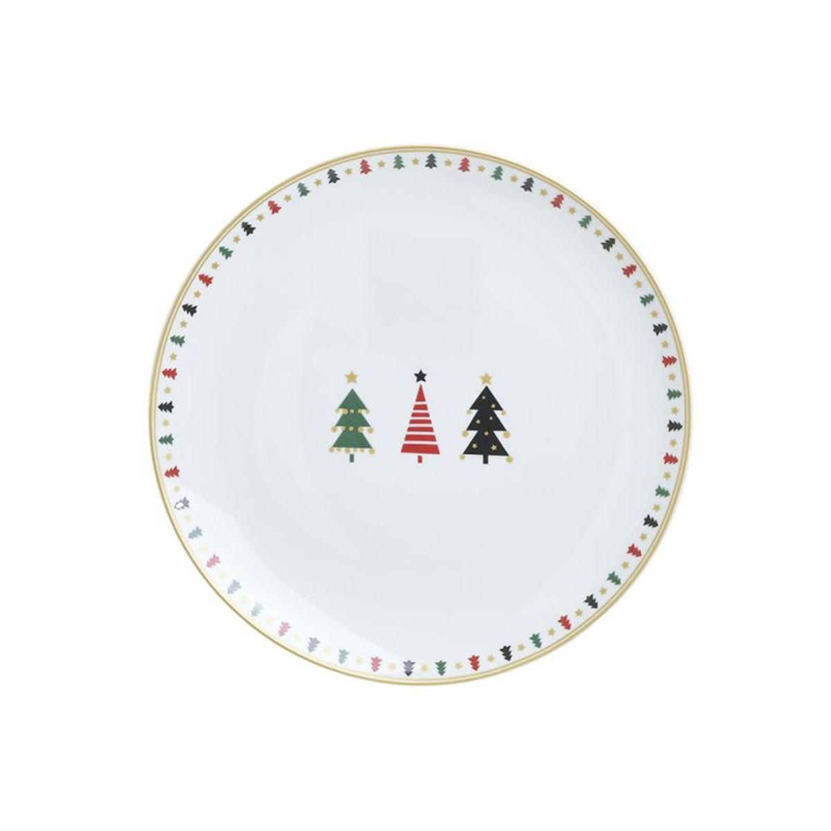 Farfurie multicolora din portelan Trees Φ20 cm Inart, 1, hectarul.ro