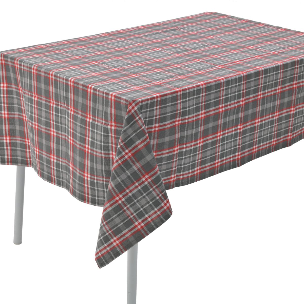 Fata de masa 110x180 carouri, gri/ rosu, 1, hectarul.ro