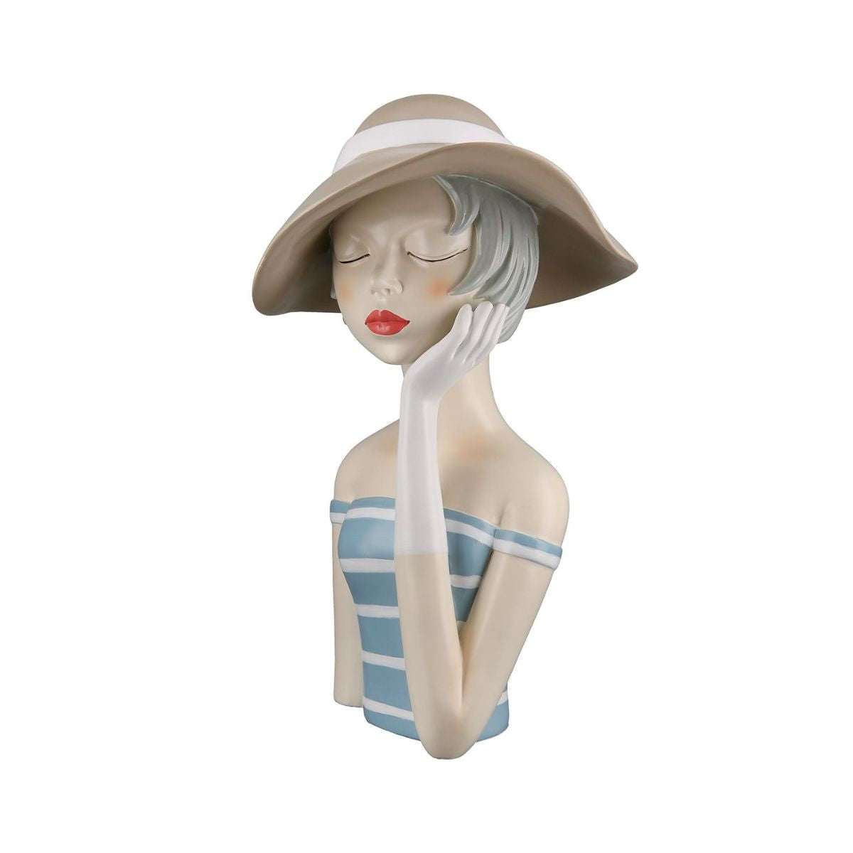 Figurina din polirasina 32 cm "Fata cu palarie Crem" Gilde, 1, hectarul.ro