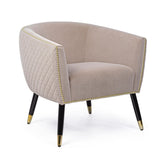 Hectarul - Fotoliu bej din catifea poliester si otel Caitlin Bizzotto