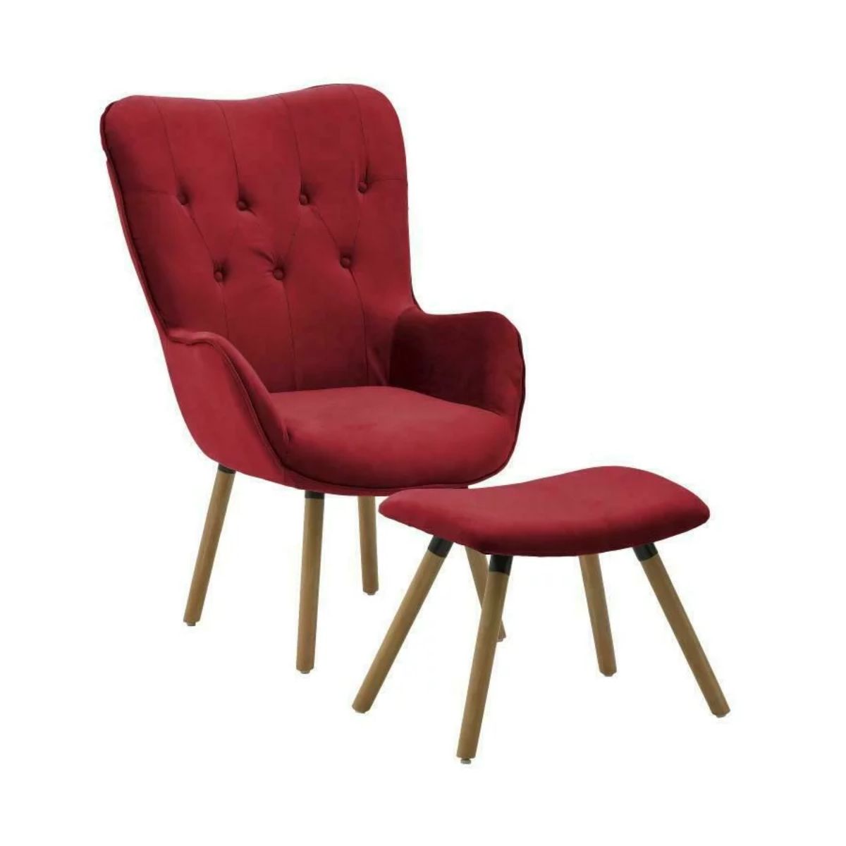 Fotoliu de catifea cu suport pentru picioare Inart,rosu bordeaux, 1, hectarul.ro