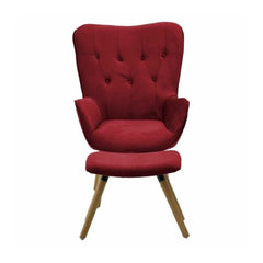 Fotoliu de catifea cu suport pentru picioare Inart,rosu bordeaux