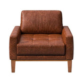 Hectarul - Fotoliu maro-cognac piele naturala Musso Tufted Mesonica