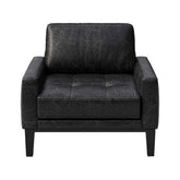 Hectarul - Fotoliu negru-vintage piele naturala Musso Tufted Mesonica