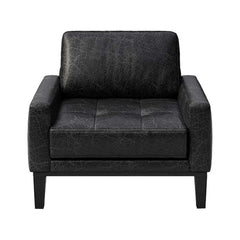 Fotoliu negru-vintage piele naturala Musso Tufted Mesonica