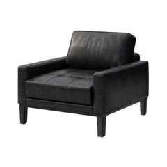 Fotoliu negru-vintage piele naturala Musso Tufted Mesonica