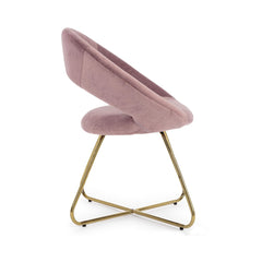 Scaun tip fotoliu roz pal/auriu din catifea poliester si otel Vanity Bizzotto