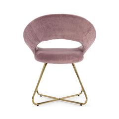 Scaun tip fotoliu roz pal/auriu din catifea poliester si otel Vanity Bizzotto