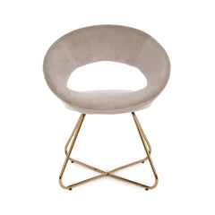 Scaun tip fotoliu taupe/auriu din catifea poliester si otel Vanity Bizzotto