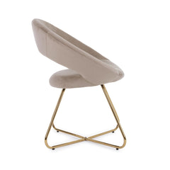 Scaun tip fotoliu taupe/auriu din catifea poliester si otel Vanity Bizzotto