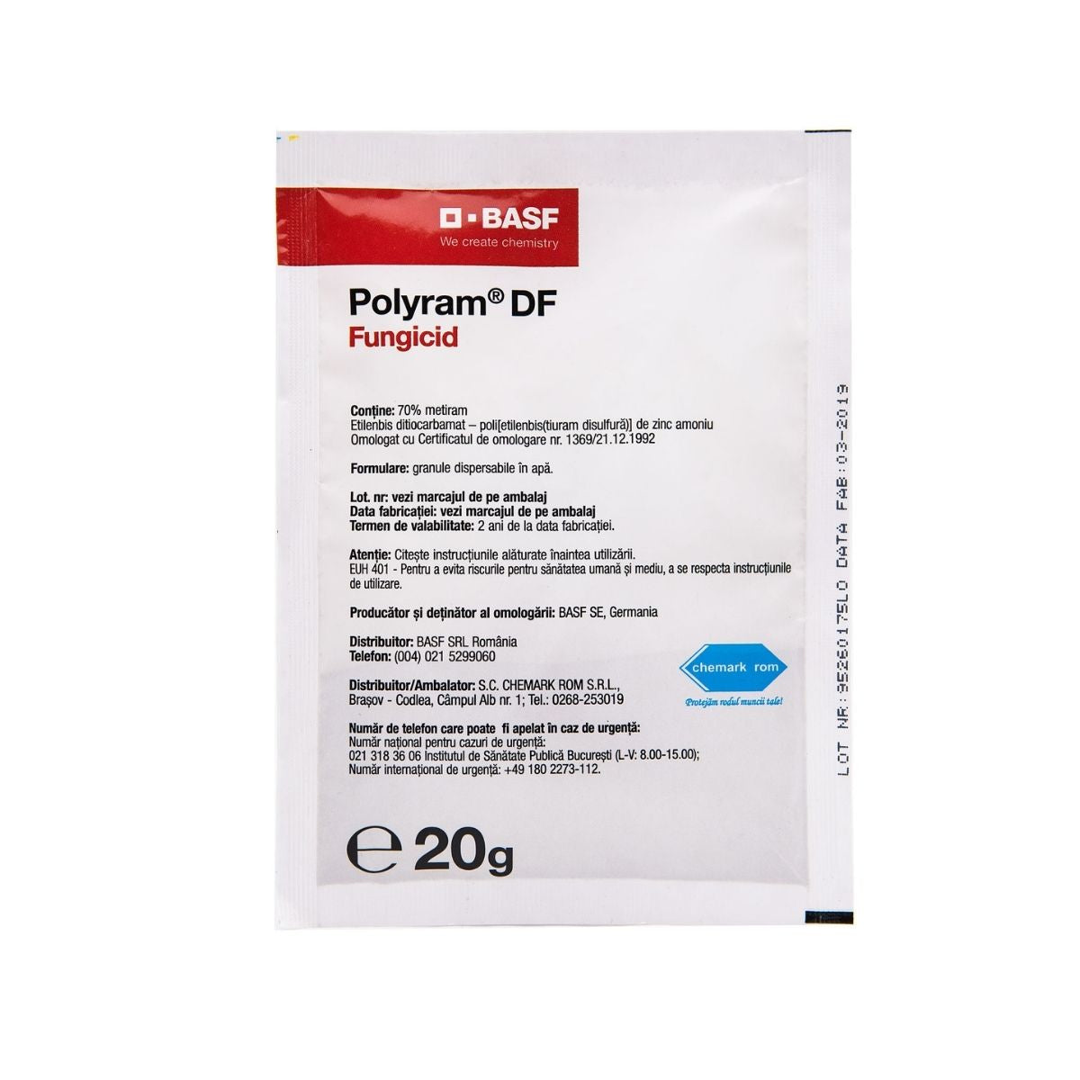 Fungicid pentru mar, par, legume si vita de vie, 20 grame, Polyram DF, BASF, 1, hectarul.ro