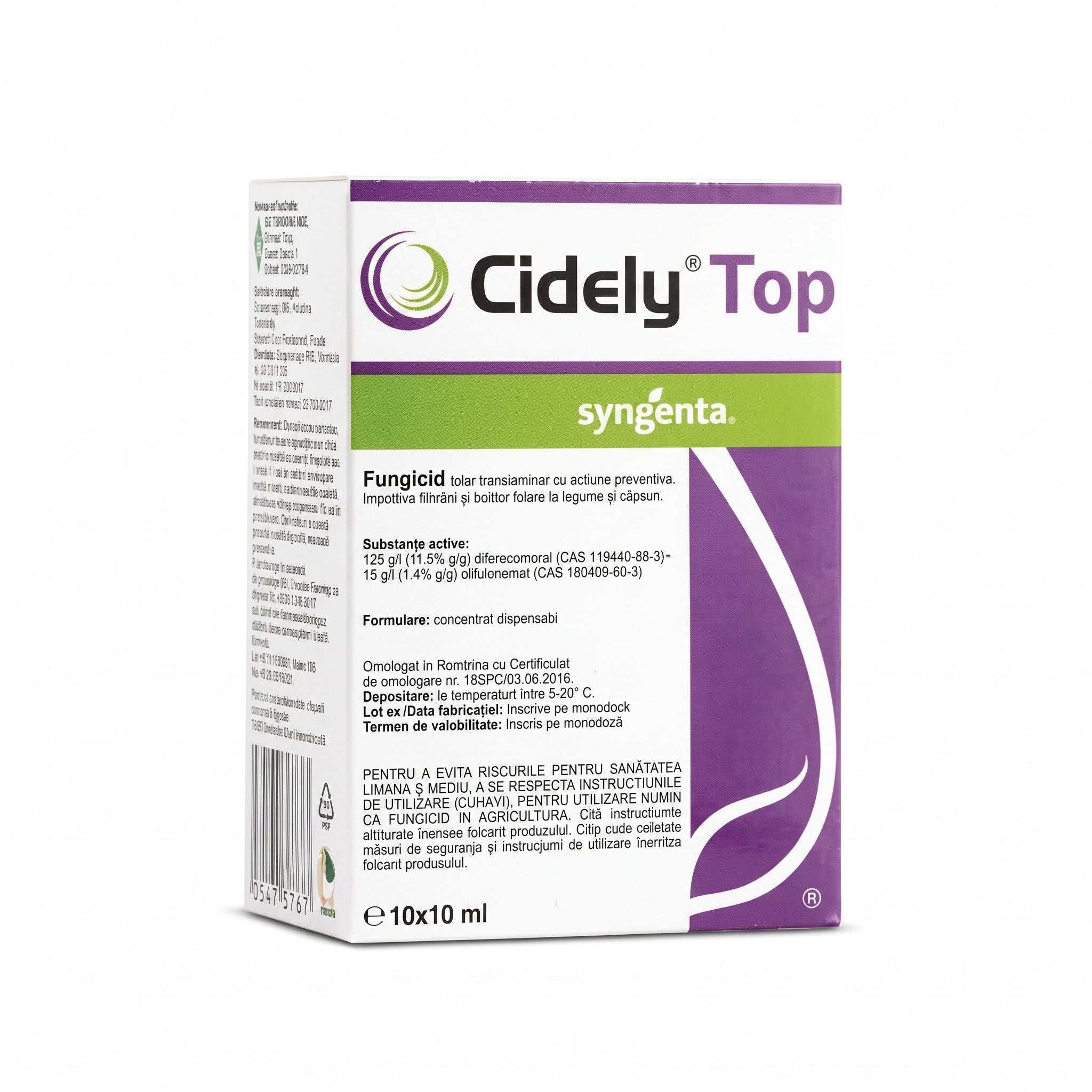 Cidely Top 10 ml fungicid Syngenta pentru făinare și boli foliare la legume, pepeni și căpșun, 1, hectarul.ro