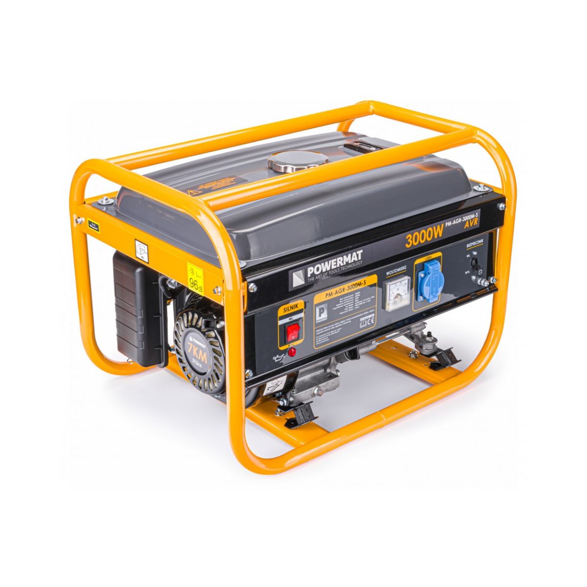 Generator de putere stationar Powermat PM-AGR-3000M-K, putere 3000 W , motor benzina 7 CP , pornire manuala si cadru metalic, 1, hectarul.ro