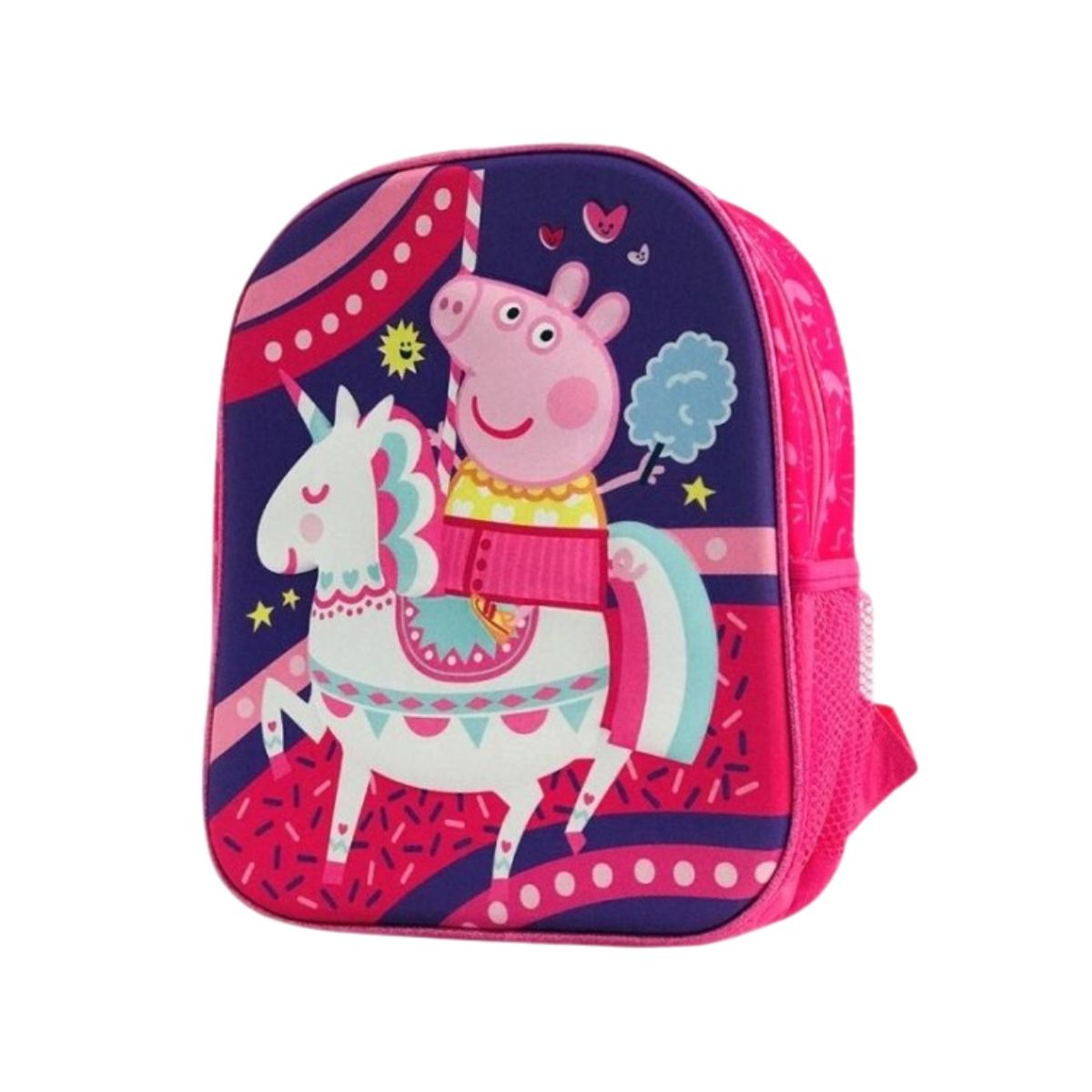 Ghiozdan 3D Disney pentru gradinita, Peppa Pig si Unicornul , albastru/rosu , 32 Cm, 1, hectarul.ro