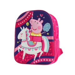 Ghiozdan 3D Disney pentru gradinita, Peppa Pig si Unicornul , albastru/rosu , 32 Cm