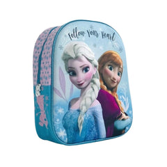 Ghiozdan 3D Frozen pentru gradinita, Ana si Elsa , roz/bleu32 Cm