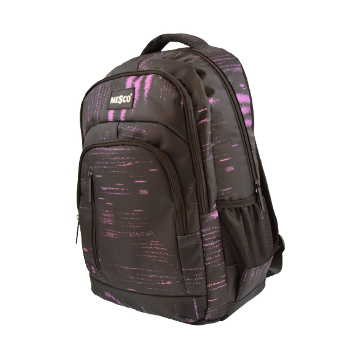 Ghiozdan Mesco 3 compartimente cu fermoar, negru cu mov, 30L, 45.5 x 32 x 14 cm, 1, hectarul.ro