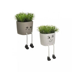 Ghiveci cu plante decorative din plastic 12 cm Smiley face