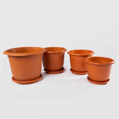 Ghiveci cu Tava STERK, 20X16 cm, Plastic Maro, nr.8