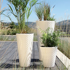 Ghiveci decorativ de flori cu suport interior MATUBA slim 400/780 mm, alb