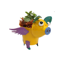 Ghiveci decorativ din metal vopsit Porcusor