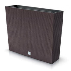 Ghiveci decorativ slim, imitatie ratan, maro, 58x18x49.8 cm