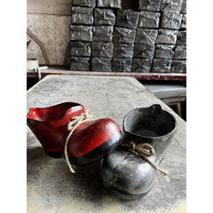 Ghiveci din ceramica bocanc rosu- negru
