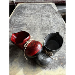 Ghiveci din ceramica bocanc rosu- negru