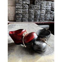 Ghiveci din ceramica bocanc rosu- negru