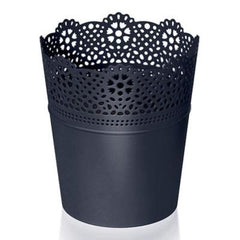 Ghiveci din plastic Lace, negru D 14 cm