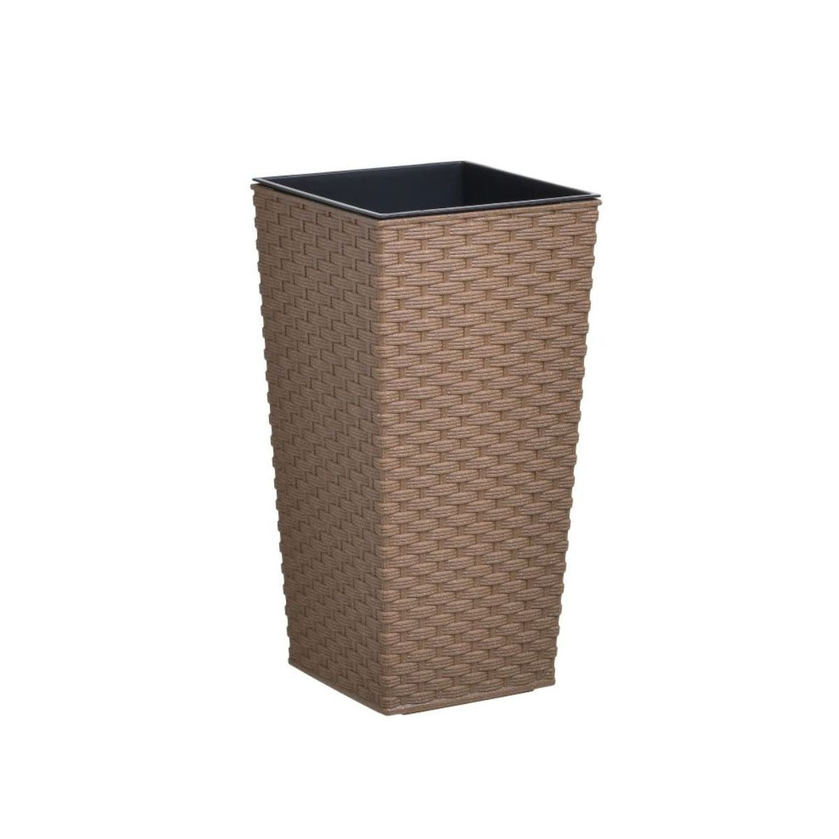 Ghiveci maro din plastic 19X19Χ36 Inart, 1, hectarul.ro