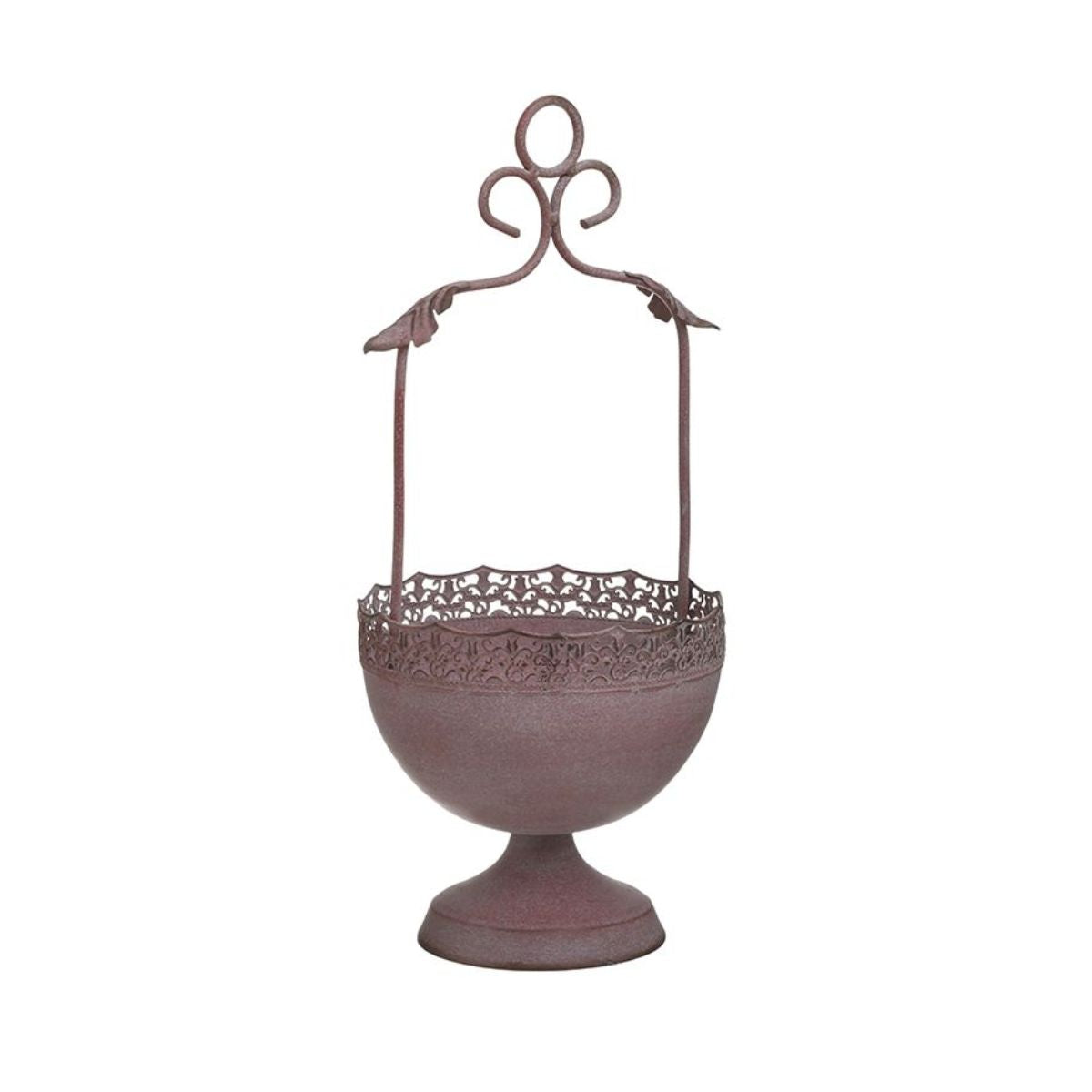 Ghiveci metalic roz stil antic 20x20x50 cm, 1, hectarul.ro