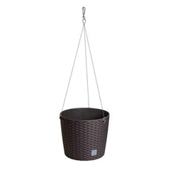 Ghiveci suspendat rotund imitatie ratan Rato 26 cm, maro inchis