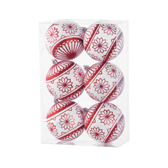 Globuri de Craciun MagicHome, rosu-alb, 8 cm, 6 bucati