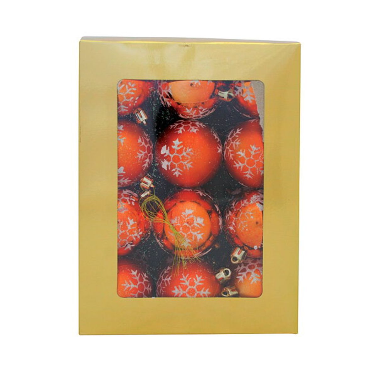 Globuri de Craciun MagicHome, 24 buc, rosu cu fulgi argintii 6 cm, 1, hectarul.ro